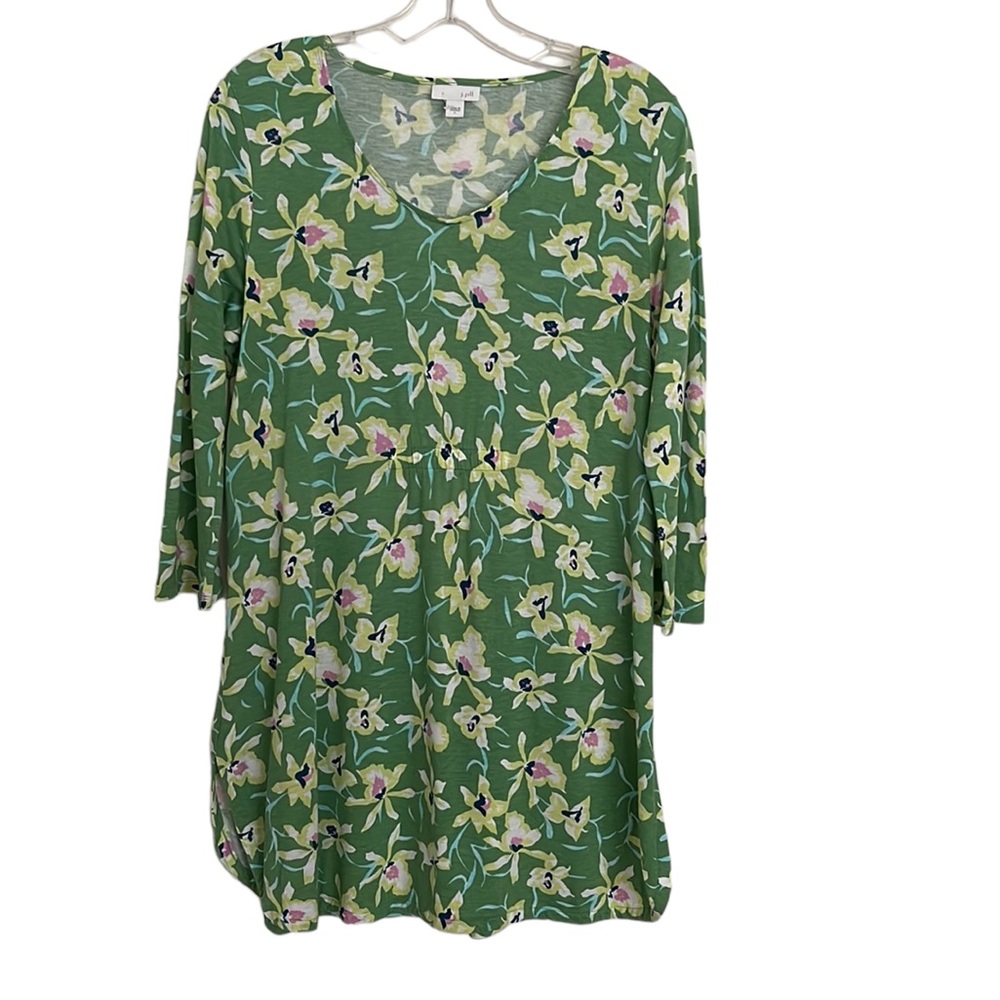 J. Jill green yellow floral tunic dress